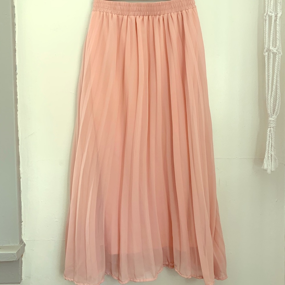 Boho pink maxi skirt